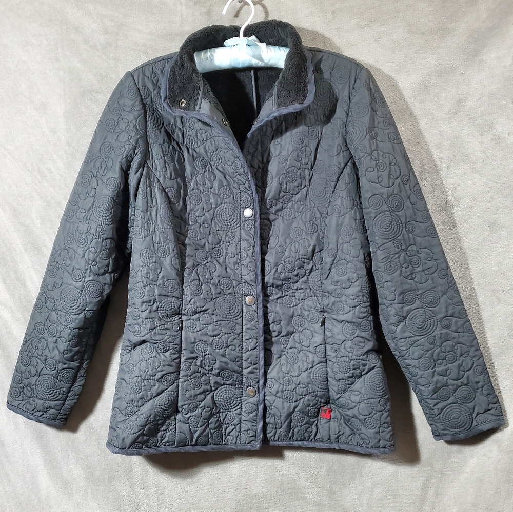 Woolrich Quilted Fully Fleece Lined Snap Front Jacket Black Size Small